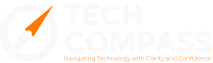 Tech Compass Logo with Tagline for dark background